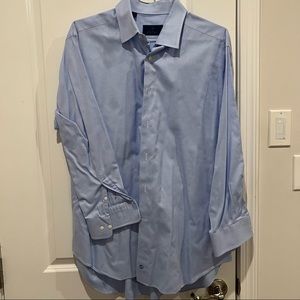 David Donahue regular fit blue cotton dress shirt